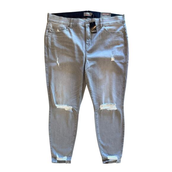 NWT Torrid Bombshell Gray Distressed Skinny Super Soft Jeans Plus Size 22R NEW - Picture 1 of 16